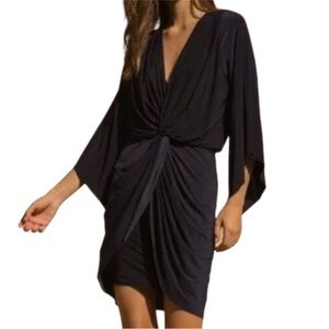 MISA Los Angeles Dress Teget Draped Cocktail Front Knot Twist Black Small